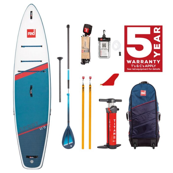 Red Sport 11'0 Paddle Board - Blue Hybrid Package